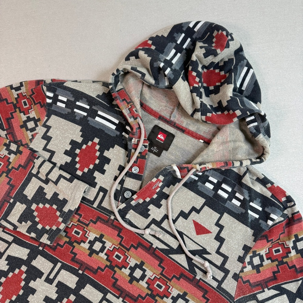Quiksilver Hoodie Mens L Multicolor Aztec Southwest Tribal Geometric Y2K
